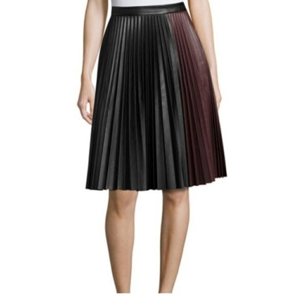 1.STATE faux leather pleated midi skirt - Picture 1 of 7